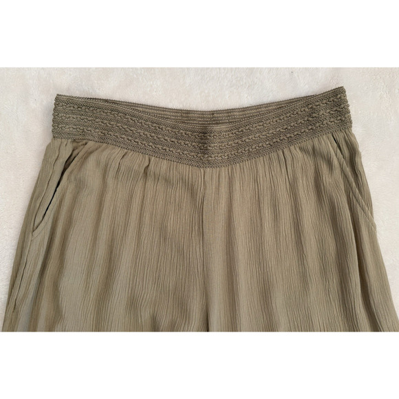 SOFT SURROUNDINGS Women's Gold Drapey Gauze Pull-On High Waist Pants‎ Sz M EUC - Picture 2 of 11